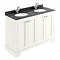 Bayswater Pointing White 1200mm 4 Door Vanity Unit & 1TH Black Marble Double Bowl Basin Top Large Im