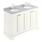 Bayswater Pointing White 1200mm 4 Door Vanity Unit & 1TH Grey Marble Double Bowl Basin Top Large Ima