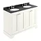 Bayswater Pointing White 1200mm 4 Door Vanity Unit & 3TH Black Marble Double Bowl Basin Top Large Im