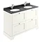 Bayswater Pointing White 1200mm 4 Drawer Vanity Unit & 1TH Black Marble Double Bowl Basin Top Large 