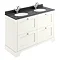 Bayswater Pointing White 1200mm 4 Drawer Vanity Unit & 1TH Black Marble Double Bowl Basin Top Large