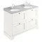 Bayswater Pointing White 1200mm 4 Drawer Vanity Unit & 1TH Grey Marble Double Bowl Basin Top Large I