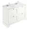 Bayswater Pointing White 1200mm 4 Drawer Vanity Unit & 1TH White Marble Double Bowl Basin Top Large
