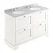 Bayswater Pointing White 1200mm 4 Drawer Vanity Unit & 3TH Grey Marble Double Bowl Basin Top Large I