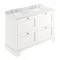 Bayswater Pointing White 1200mm 4 Drawer Vanity Unit & 3TH White Marble Double Bowl Basin Top Large 