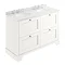 Bayswater Pointing White 1200mm 4 Drawer Vanity Unit & 3TH White Marble Double Bowl Basin Top Large
