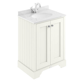 Bayswater Pointing White 600mm 2 Door Vanity Unit & 1TH White Marble Basin Top Large Image