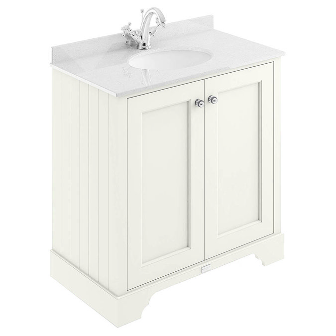 Bayswater Pointing White 800mm 2 Door Vanity Unit & 1TH White Marble Basin Top Large Image