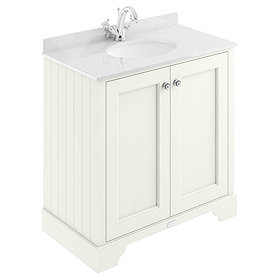 Bayswater Pointing White 800mm 2 Door Vanity Unit & 1TH White Marble Basin Top Large Image