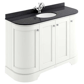 Bayswater Pointing White Curved 1200mm 4-Door Vanity Unit & 1TH Black Marble Single Bowl Basin Top M