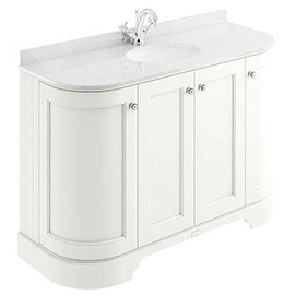 Bayswater Pointing White Curved 1200mm 4-Door Vanity Unit & 1TH White Marble Single Bowl Basin Top M