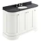 Bayswater Pointing White Curved 1200mm 4-Door Vanity Unit & 3TH Black Marble Single Bowl Basin Top L