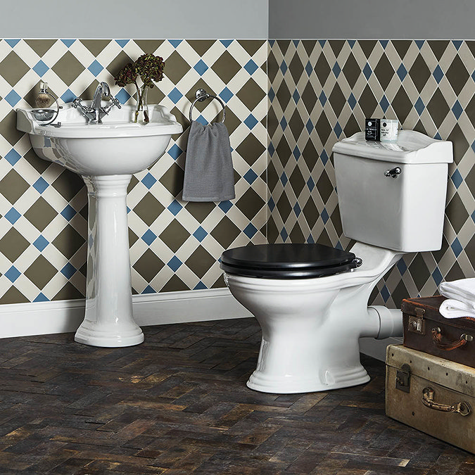Bayswater Porchester Traditional Close Coupled Toilet with Ceramic Lever Flush  Profile Large Image
