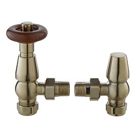 Bayswater Satin Nickel Traditional Angled Thermostatic Radiator Valves Large Image