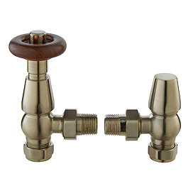 Bayswater Satin Nickel Traditional Angled Thermostatic Radiator Valves Large Image