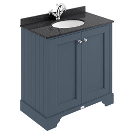 Bayswater Stiffkey Blue 800mm 2 Door Vanity Unit & 1TH Black Marble Basin Top Large Image