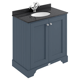 Bayswater Stiffkey Blue 800mm 2 Door Vanity Unit & 1TH Black Marble Basin Top Large Image