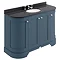 Bayswater Stiffkey Blue Curved 1200mm 4-Door Vanity Unit & 3TH Black Marble Single Bowl Basin Top La