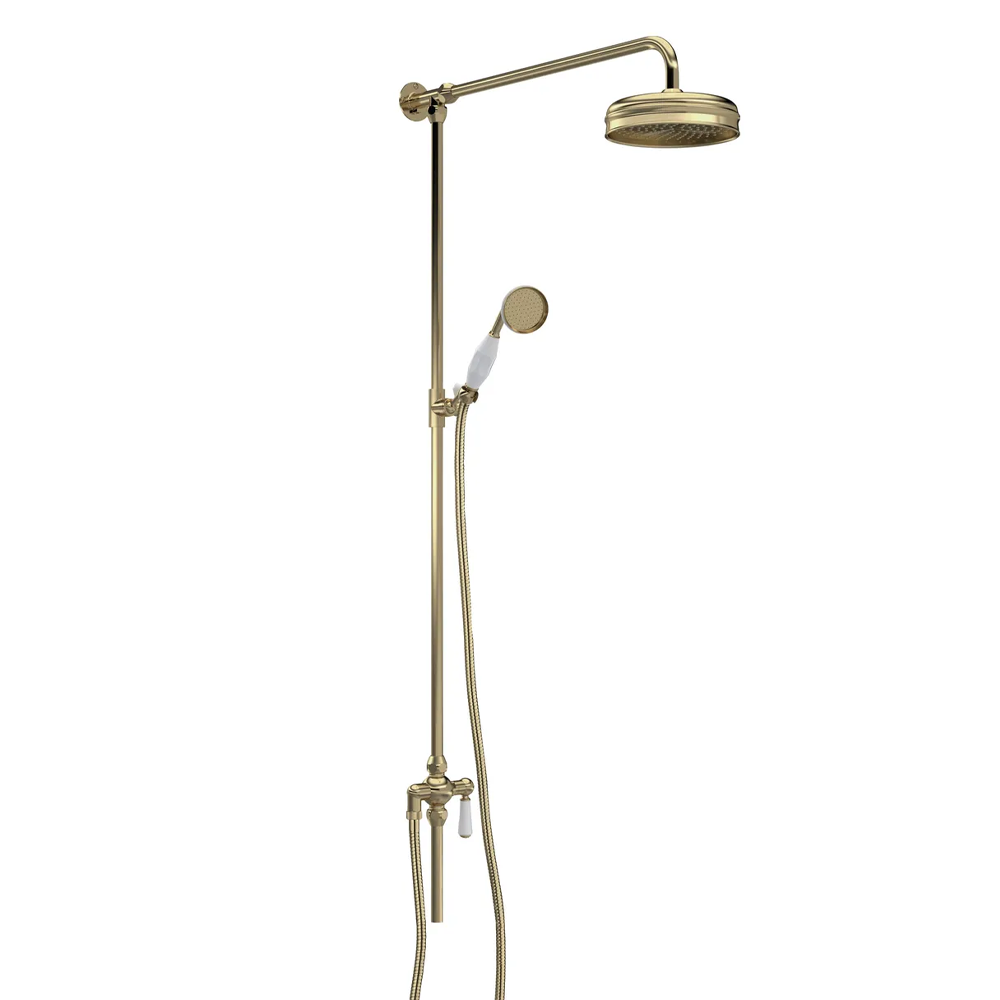 Bay Riser Bayswater Traditional Grand Rigid Riser Kit with White Ceramic Handset ...