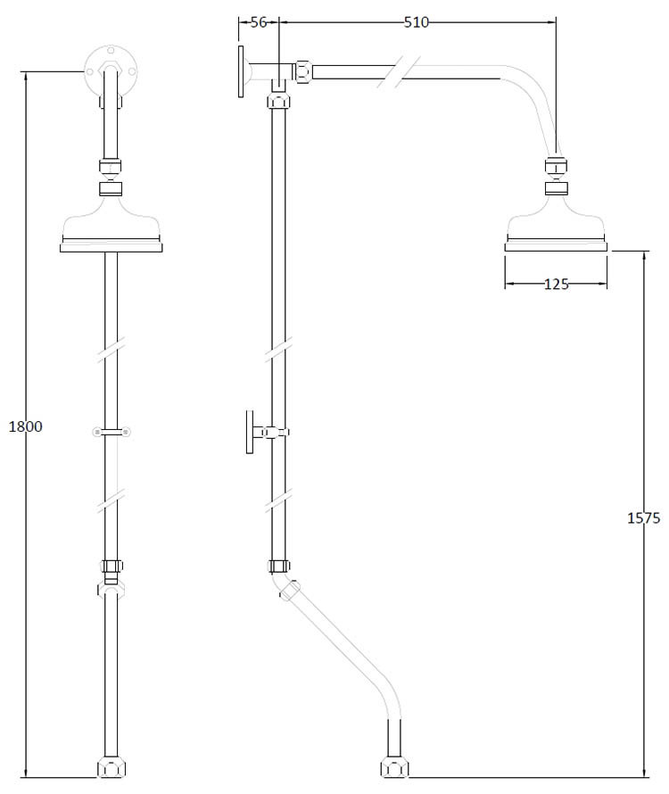 Bayswater Traditional Rigid Riser Kit for Bath Shower Mixer