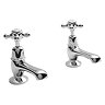 Bayswater White Crosshead Domed Collar Traditional Basin Taps Large Image