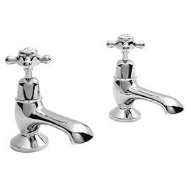Bayswater White Crosshead Domed Collar Traditional Bath Taps Medium Image