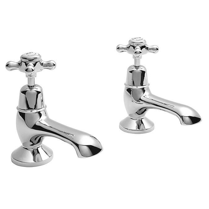 Bayswater White Crosshead Domed Collar Traditional Bath Taps Large Image