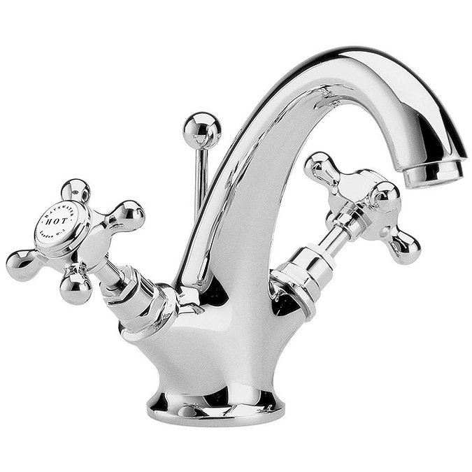 Bayswater White Crosshead Mono Basin Mixer + Pop-Up Waste Large Image