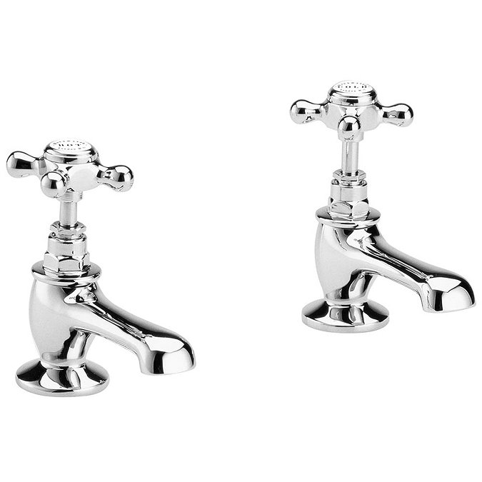 Bayswater White Crosshead Traditional Basin Taps Large Image