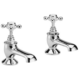 Bayswater White Crosshead Traditional Bath Taps Large Image