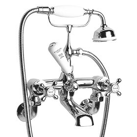 Bayswater White Crosshead Wall Mounted Bath Shower Mixer Large Image