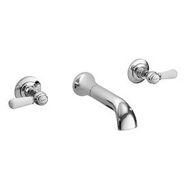 Bayswater White Lever 3 Tap Hole Wall Mounted Bath Filler Medium Image