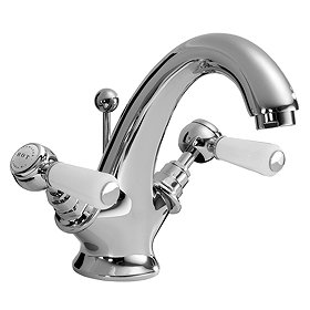 Bayswater White Lever Mono Basin Mixer + Pop-Up Waste Large Image