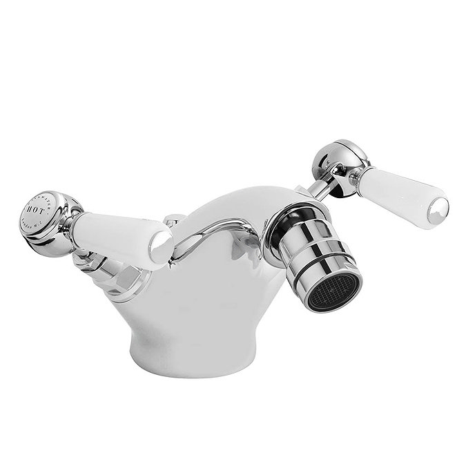 Bayswater White Lever Mono Bidet Mixer + Pop-Up Waste Large Image