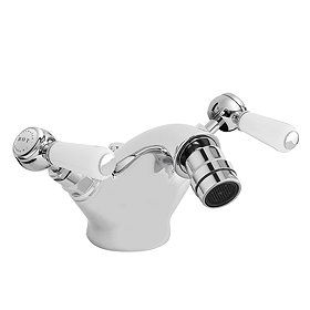 Bayswater White Lever Mono Bidet Mixer + Pop-Up Waste Large Image