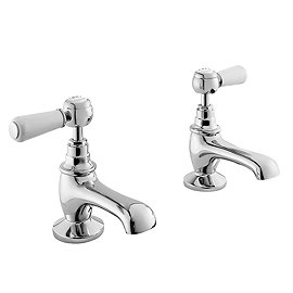 Bayswater White Lever Traditional Basin Taps Large Image