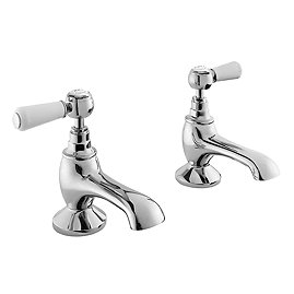 Bayswater White Lever Traditional Bath Taps Large Image
