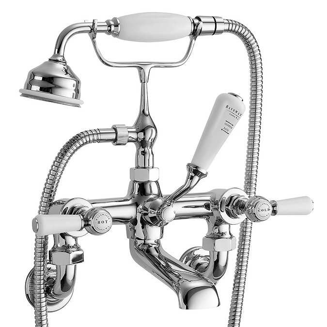 Bayswater White Lever Wall Mounted Bath Shower Mixer Large Image