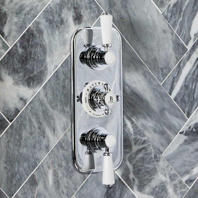 Bayswater White Triple Concealed Thermostatic Shower Valve with Diverter  Profile Large Image