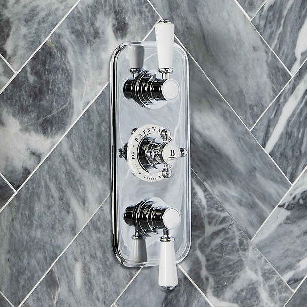 Bayswater White Triple Concealed Thermostatic Shower Valve with Diverter