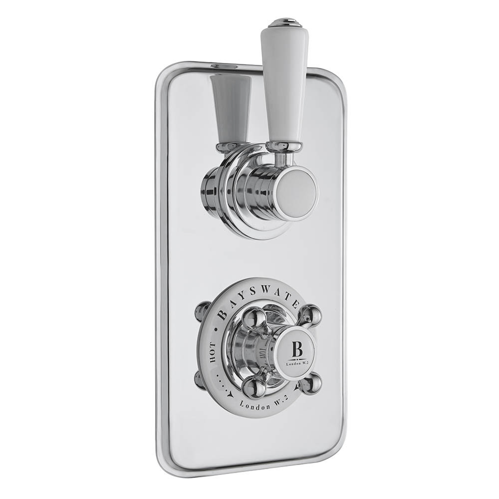 Bayswater White Twin Concealed Thermostatic Shower Valve Large Image