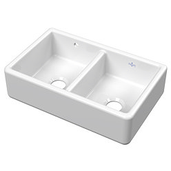 BC Designs Traditional Thick Edge Double Bowl Belfast Kitchen Sink 795 x 500 x 220mm
