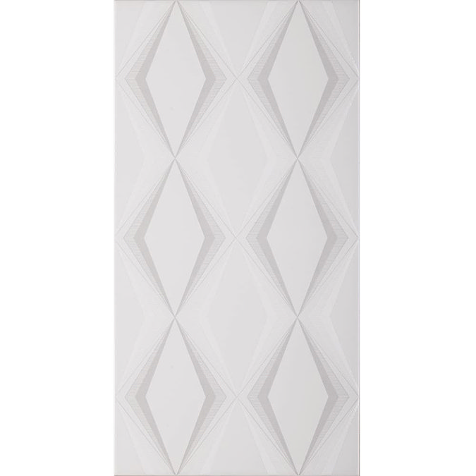 BCT Tiles - 4 Hemingway Design Deco Diamonds Neutral Satin Decor Tiles - 248x498mm - HEM00666 Large Image