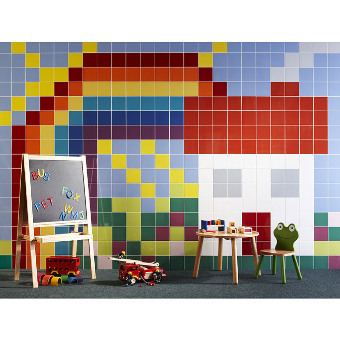 BCT Tiles - 44 Colour Compendium Sky Blue Gloss Ceramic Wall Tiles - 148x148mm - BCT16649 Feature La