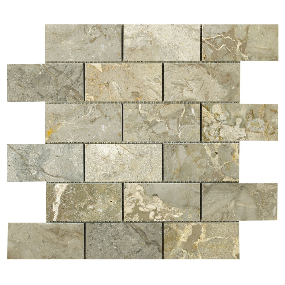 BCT Tiles - 5 Elite Java Grey Polished Brick Mosaic Stone Tiles ...