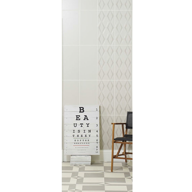 BCT Tiles - 8 Hemingway Design Deco Diamonds Neutral Satin Linear Tiles - 248x498mm - HEM00673 Profile Large Image