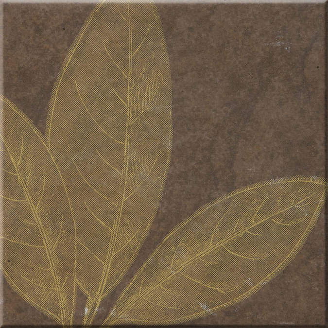 BCT Tiles - Elina Chocolate Gold Large Leaf Satin Decor Tile - 100x100mm - ISC3042 Large Image