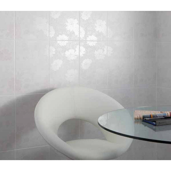 BCT Tiles - 10 Frost Floral White Wall Satin Tiles - 248x398mm - BCT12436 Feature Large Image
