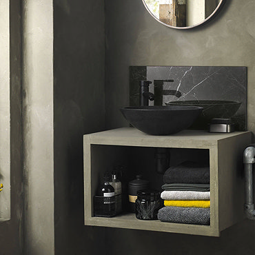 BCT Tiles Impact Ashburton Black Marble 300 x 600 x 6mm Splashback - BCT54535  Profile Large Image