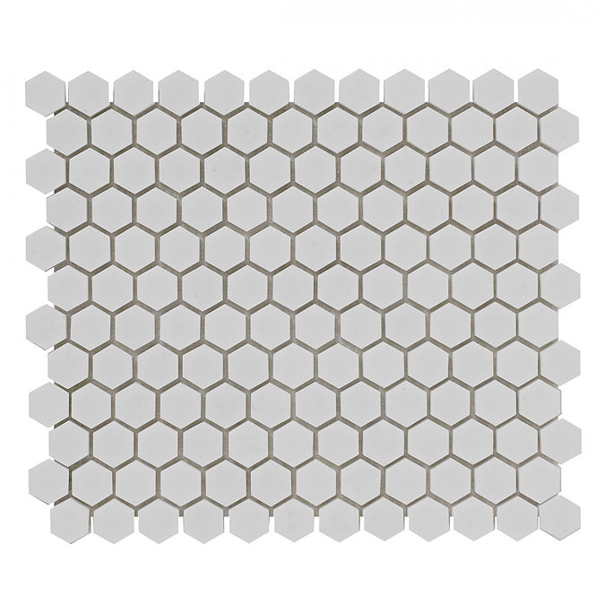BCT Tiles Luxe White Hexagon Stone Mosaic Tiles - 305 x 265mm - BCT38559  Profile Large Image